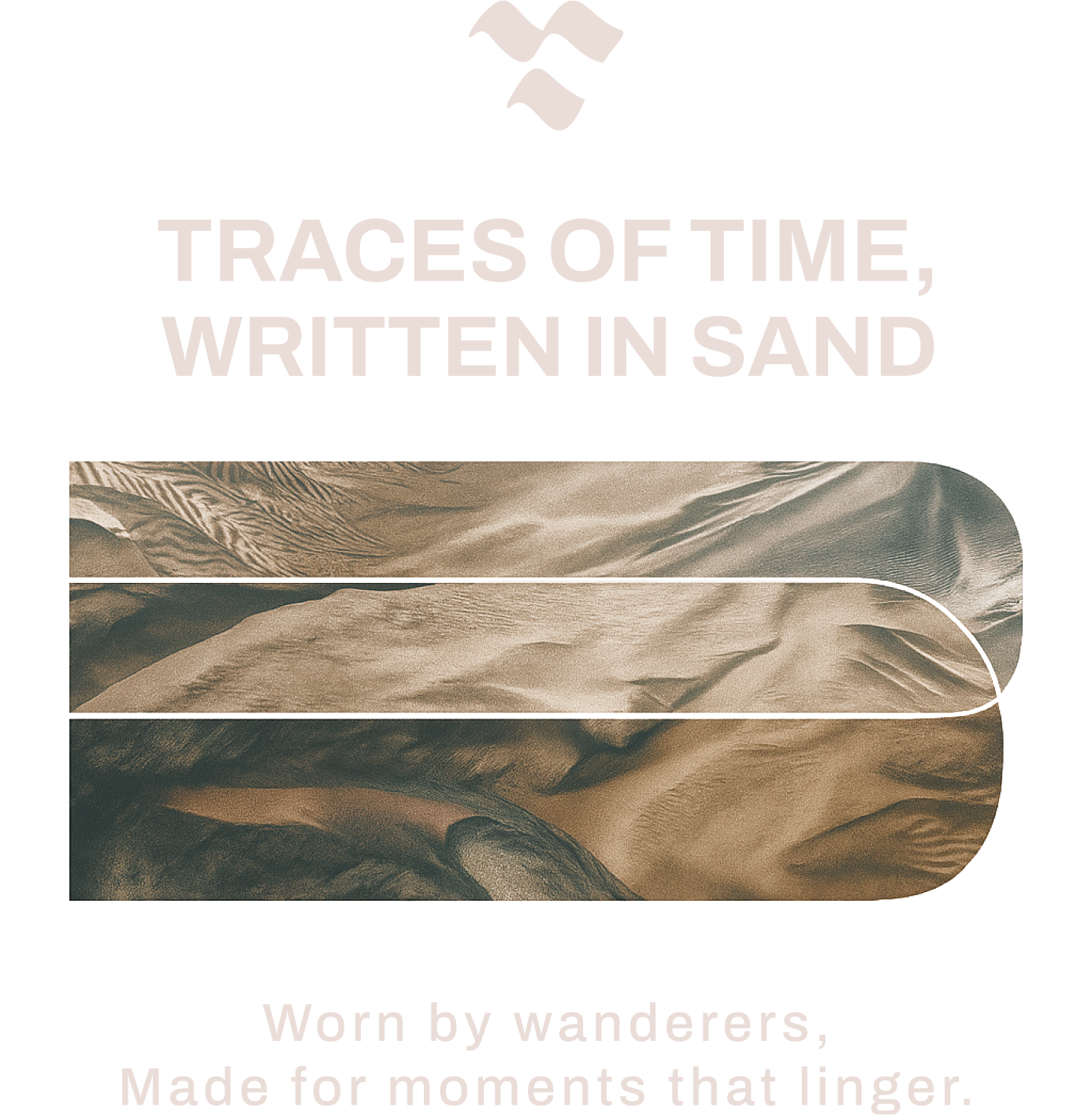 Sand-inspired graphic with dune imagery and typography